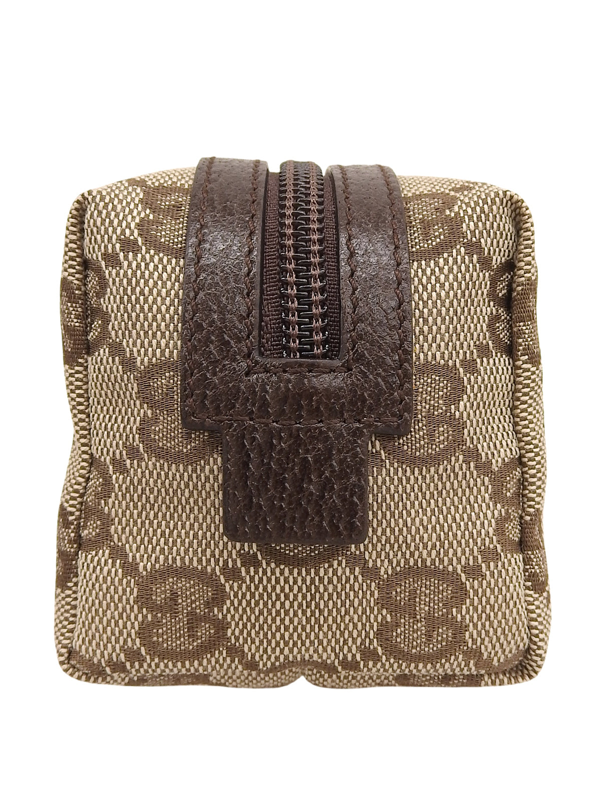 Brown Canvas GG Pattern Pouch