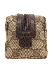 Brown Canvas GG Pattern Pouch