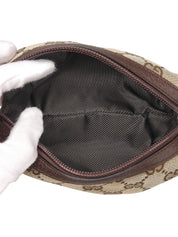 Brown Canvas GG Pattern Pouch