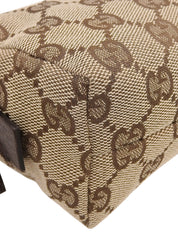 Brown Canvas GG Pattern Pouch