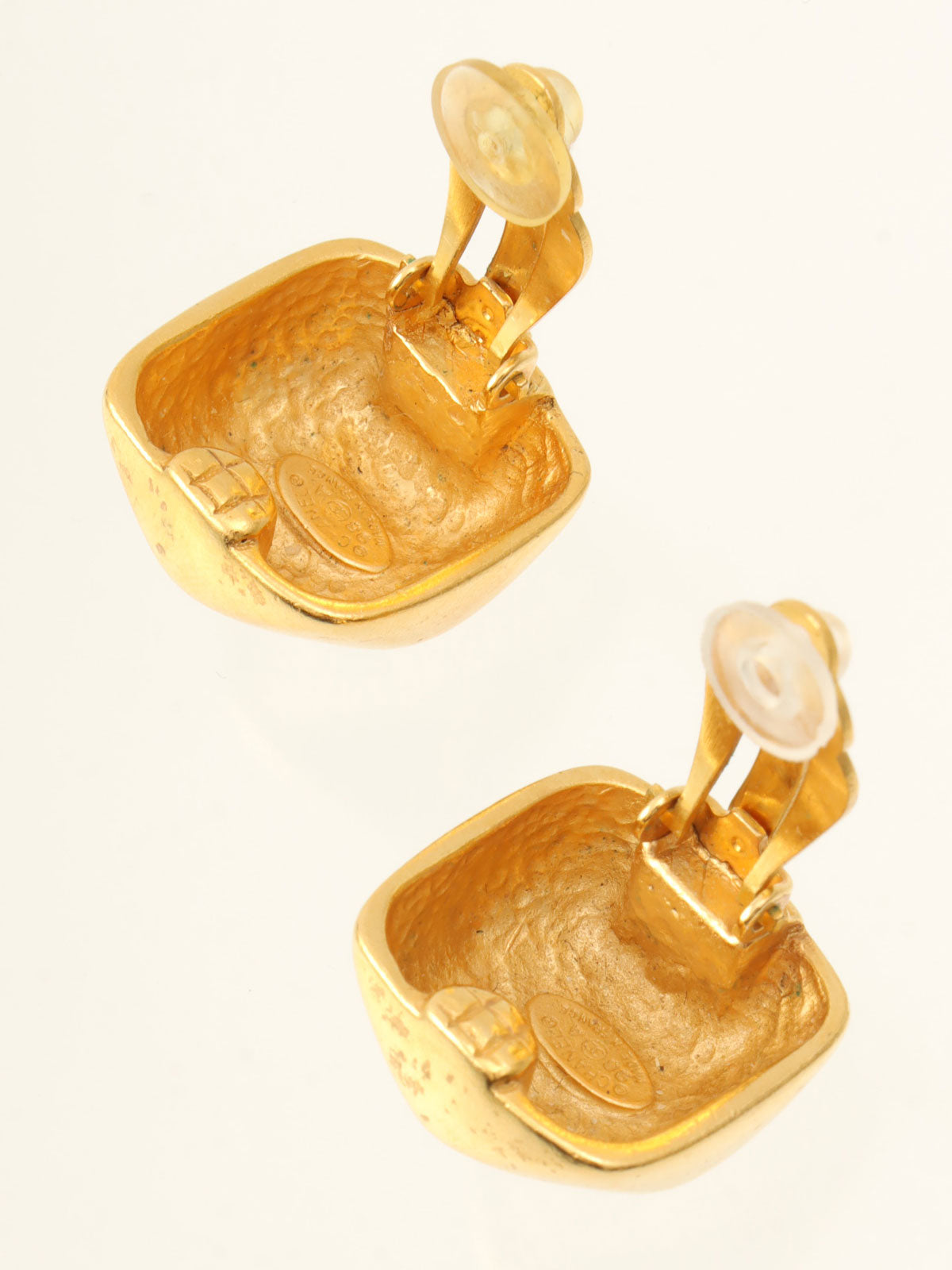 1998 Gold Square CC Mark Earrings