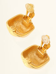 1998 Gold Square CC Mark Earrings