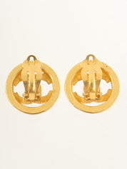 1994年圆形镂空CC标志金耳环