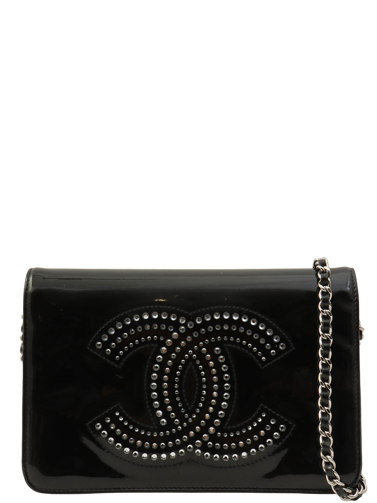Circa 2009 Rhinestone CC Mark Chain Wallet Black