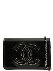 Circa 2009 Rhinestone CC Mark Chain Wallet Black