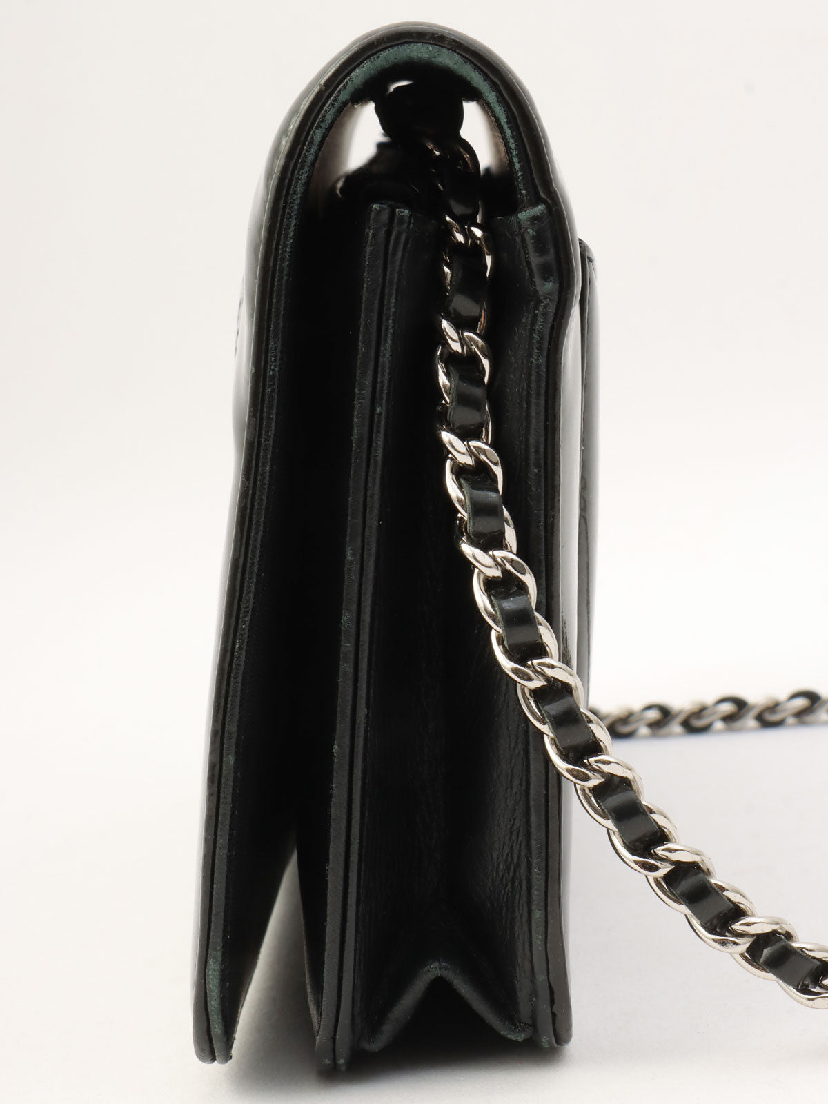 Circa 2009 Rhinestone CC Mark Chain Wallet Black