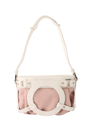 Gancini pattern one-shoulder bag in pink and white