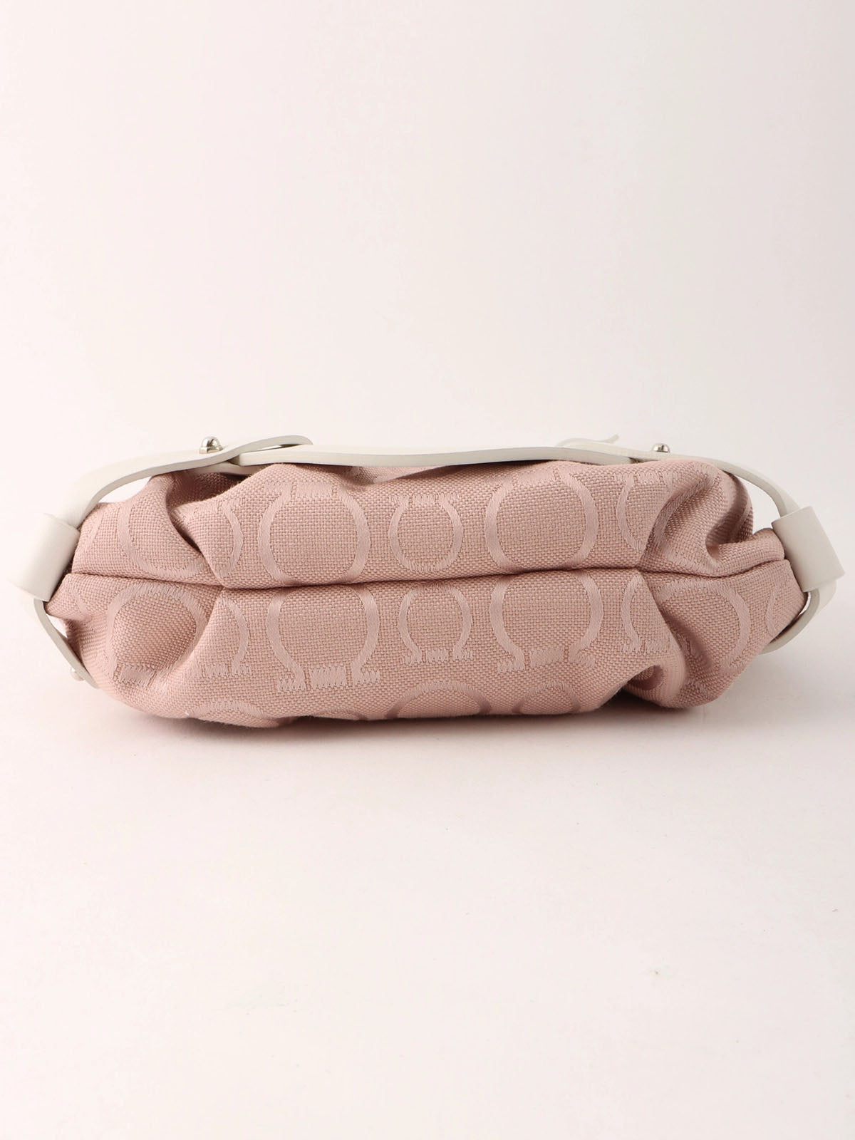 Gancini pattern one-shoulder bag in pink and white