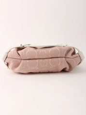 Gancini pattern one-shoulder bag in pink and white