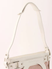 Gancini pattern one-shoulder bag in pink and white