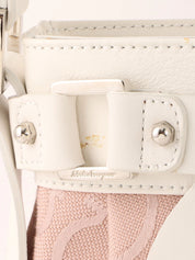 Gancini pattern one-shoulder bag in pink and white