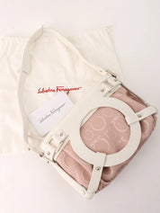 Gancini pattern one-shoulder bag in pink and white