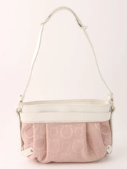Gancini pattern one-shoulder bag in pink and white