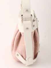 Gancini pattern one-shoulder bag in pink and white