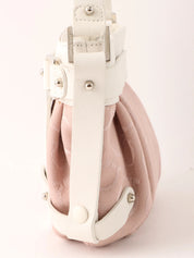 Gancini pattern one-shoulder bag in pink and white