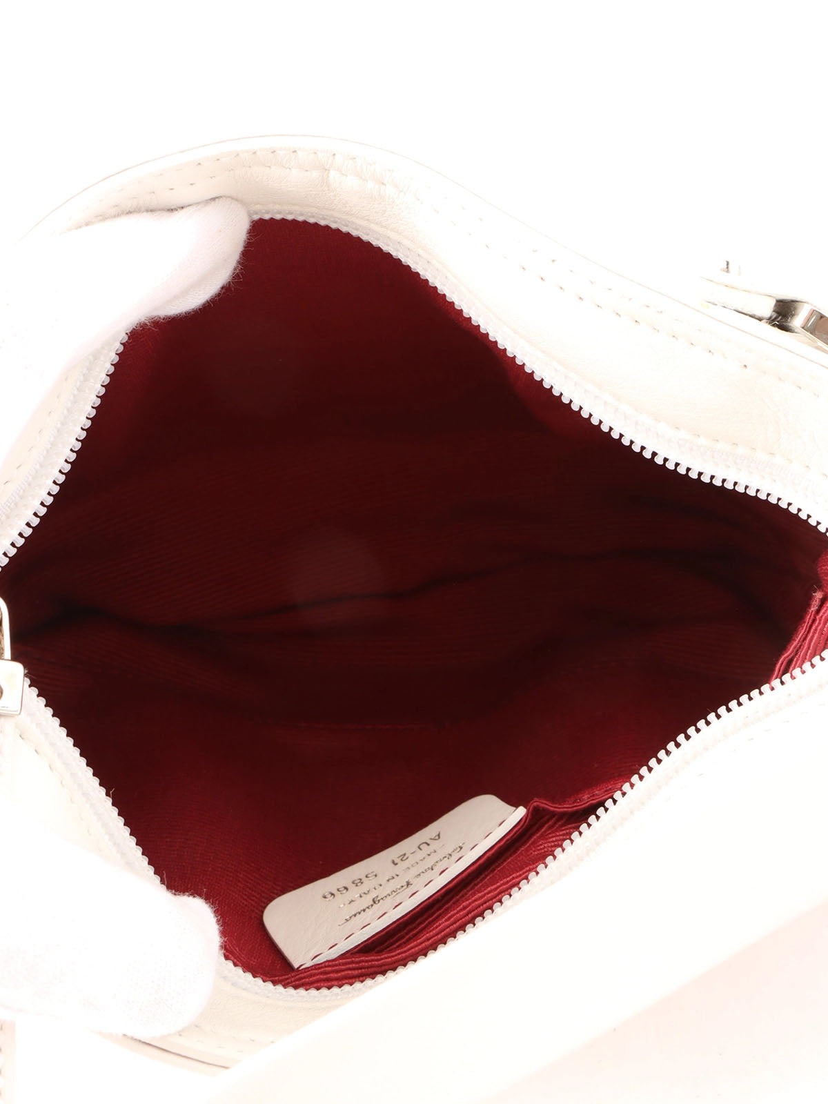 Gancini pattern one-shoulder bag in pink and white