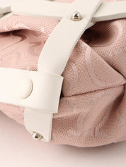Gancini pattern one-shoulder bag in pink and white
