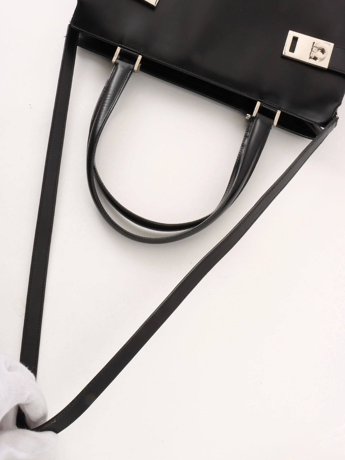 Gancini Plate 2-Way Bag Black