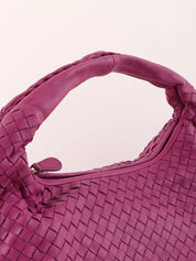 紫色编织单肩包