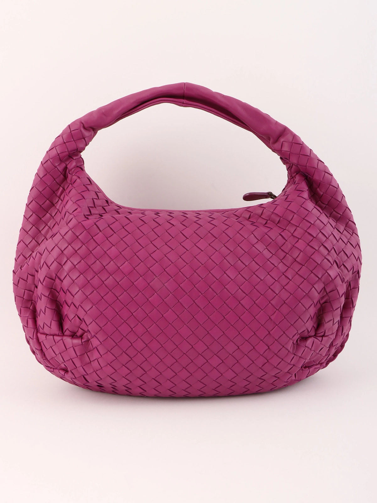 紫色编织单肩包
