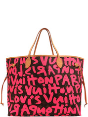 2009 Monogram Graffiti Neverfull GM Pink/Brown