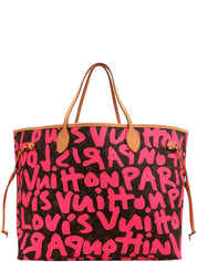 2009 年 Monogram Graffiti Neverfull GM 粉色/棕色