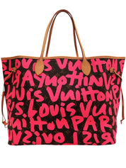 2009 Monogram Graffiti Neverfull GM Pink/Brown