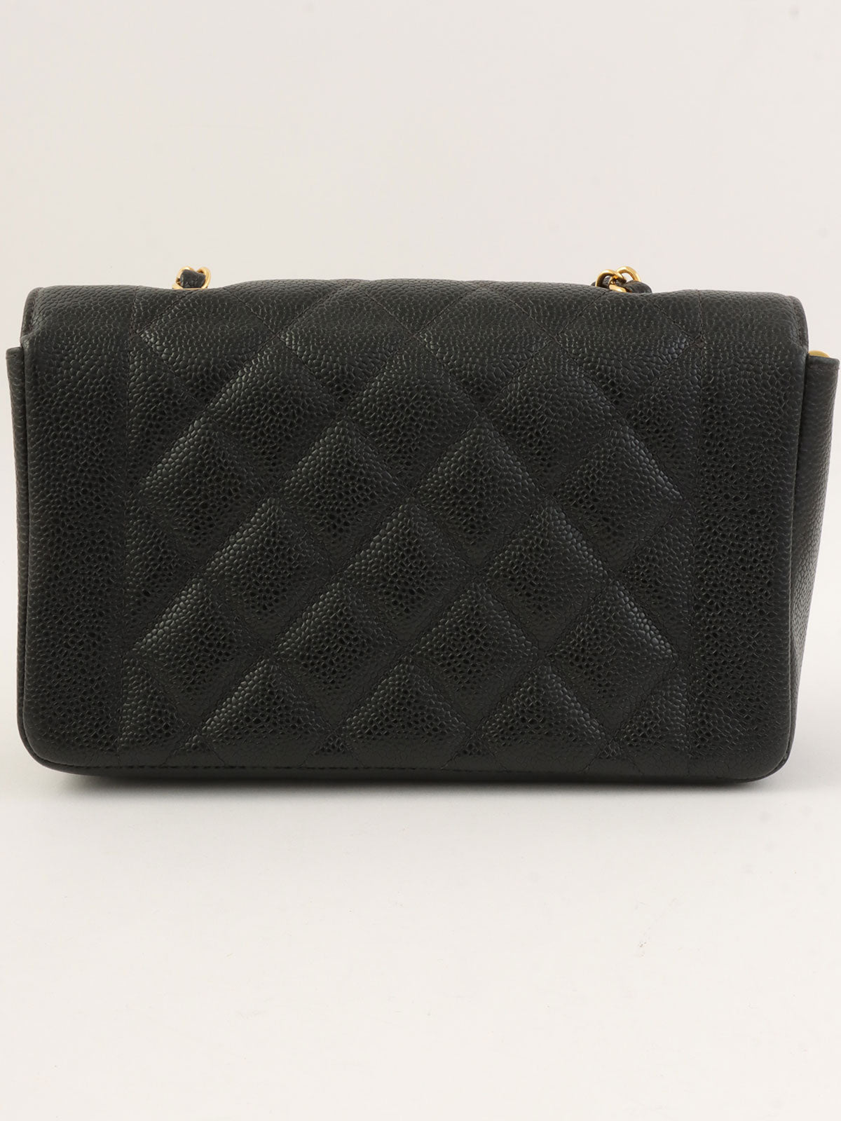 1995年頃製 キャビアスキンダイアナフラップチェーンバッグ22cm ブラック