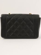 1995年頃製 キャビアスキンダイアナフラップチェーンバッグ22cm ブラック