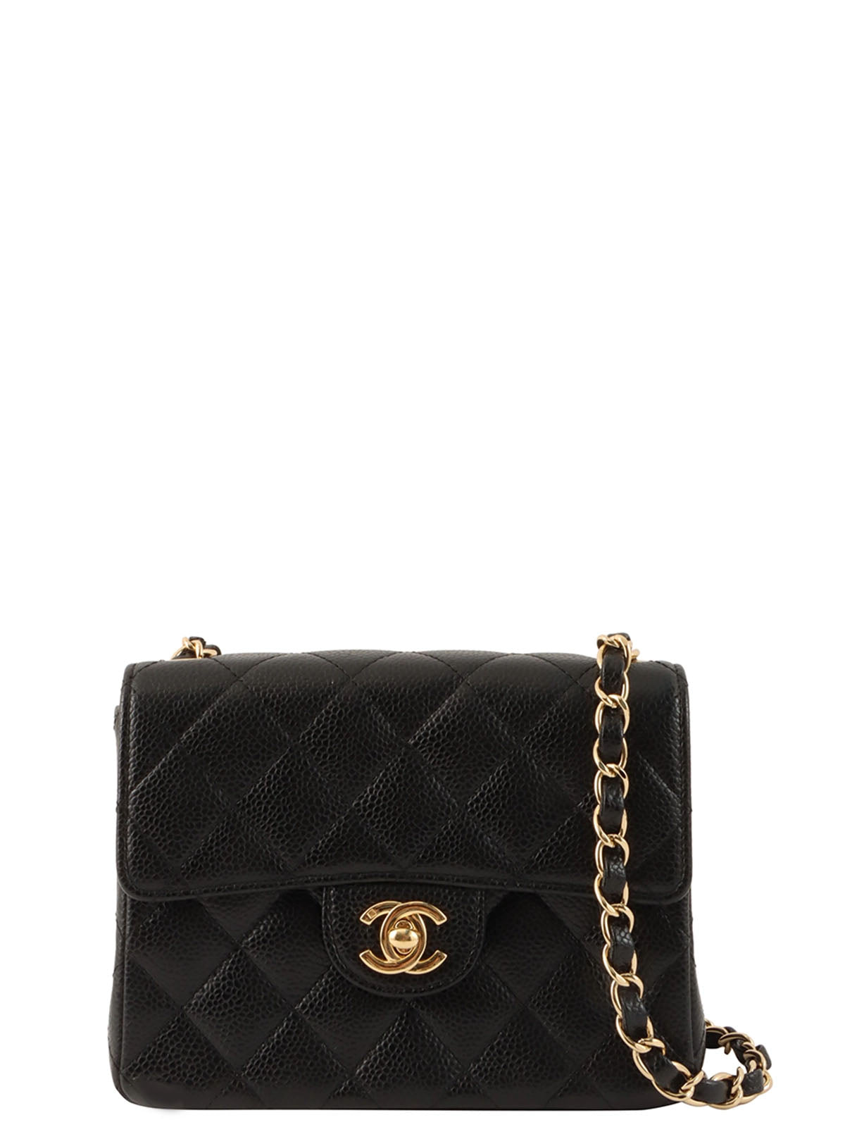 2005 Caviar Skin Classic Flap Chain Bag Mini Black