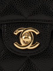 2005年左右制造 颗粒牛皮经典翻盖链条包迷你款 黑色