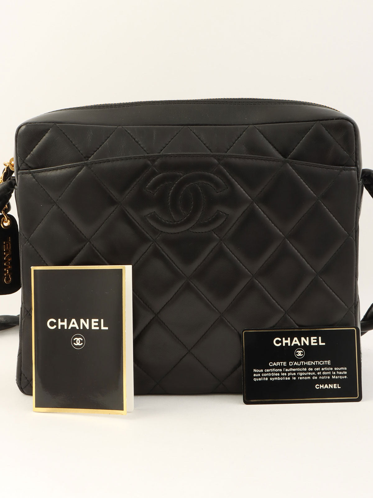 1997 CC Mark Stitch Matelasse Shoulder Bag Black