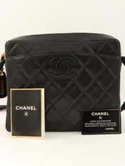 1997 CC Mark Stitch Matelasse Shoulder Bag Black