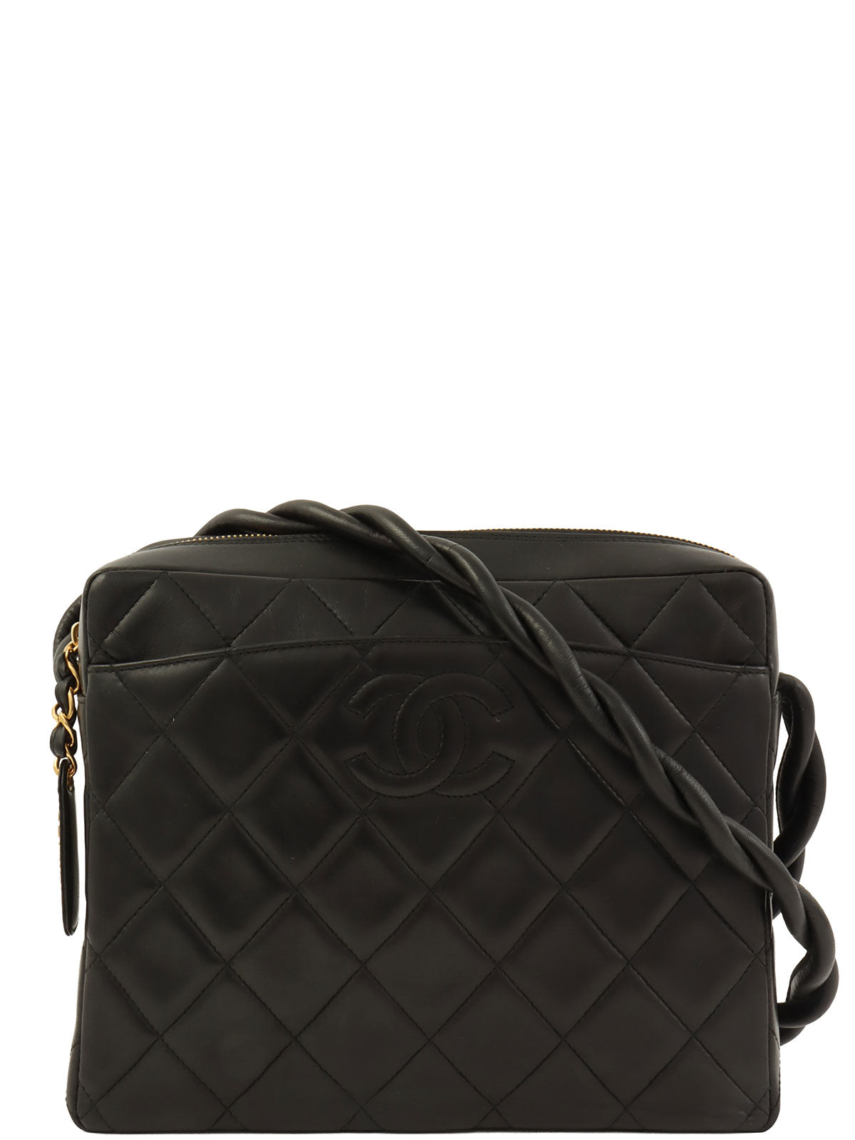 1997 CC Mark Stitch Matelasse Shoulder Bag Black