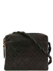 1997 CC Mark Stitch Matelasse Shoulder Bag Black