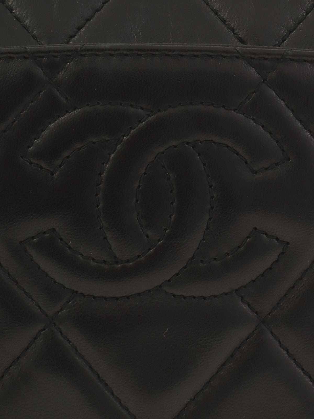 1997 CC Mark Stitch Matelasse Shoulder Bag Black