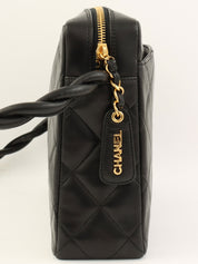1997 CC Mark Stitch Matelasse Shoulder Bag Black