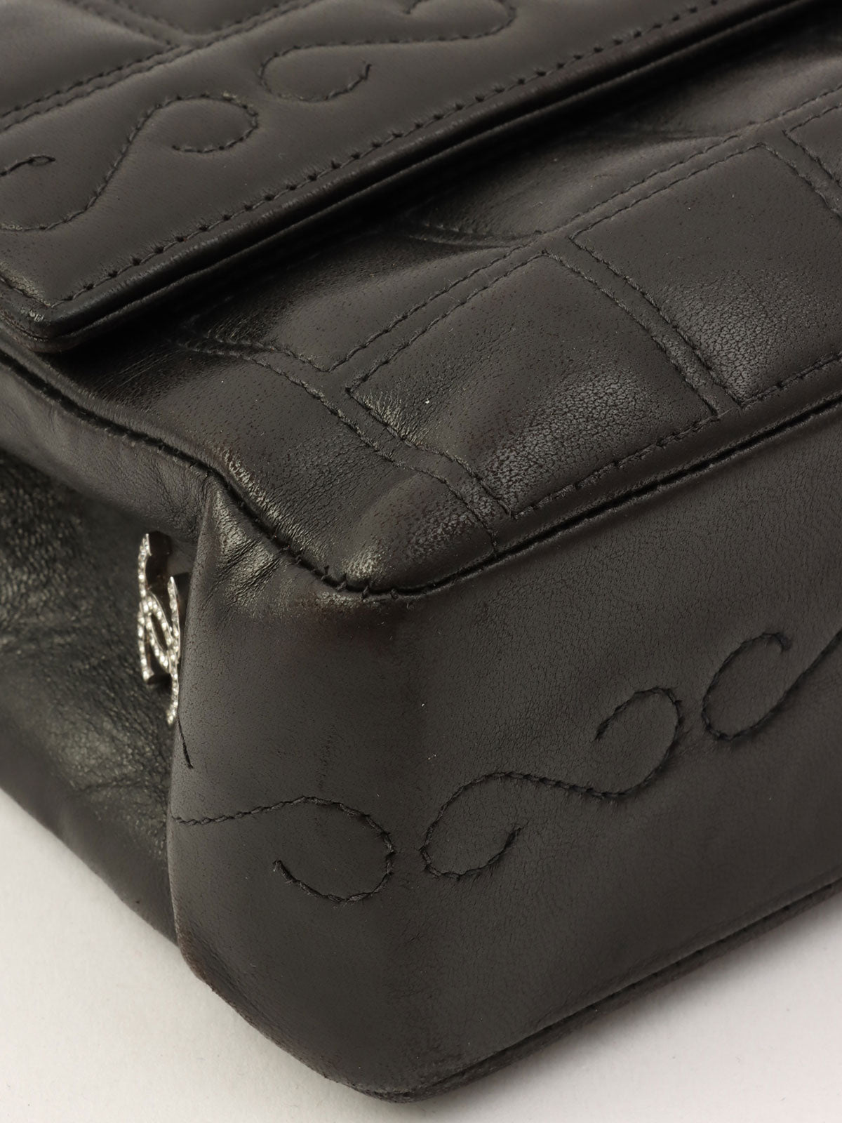 Circa 2000 Chanel Chocolate Bar 2.55 CC Mark Chain Bag, Black
