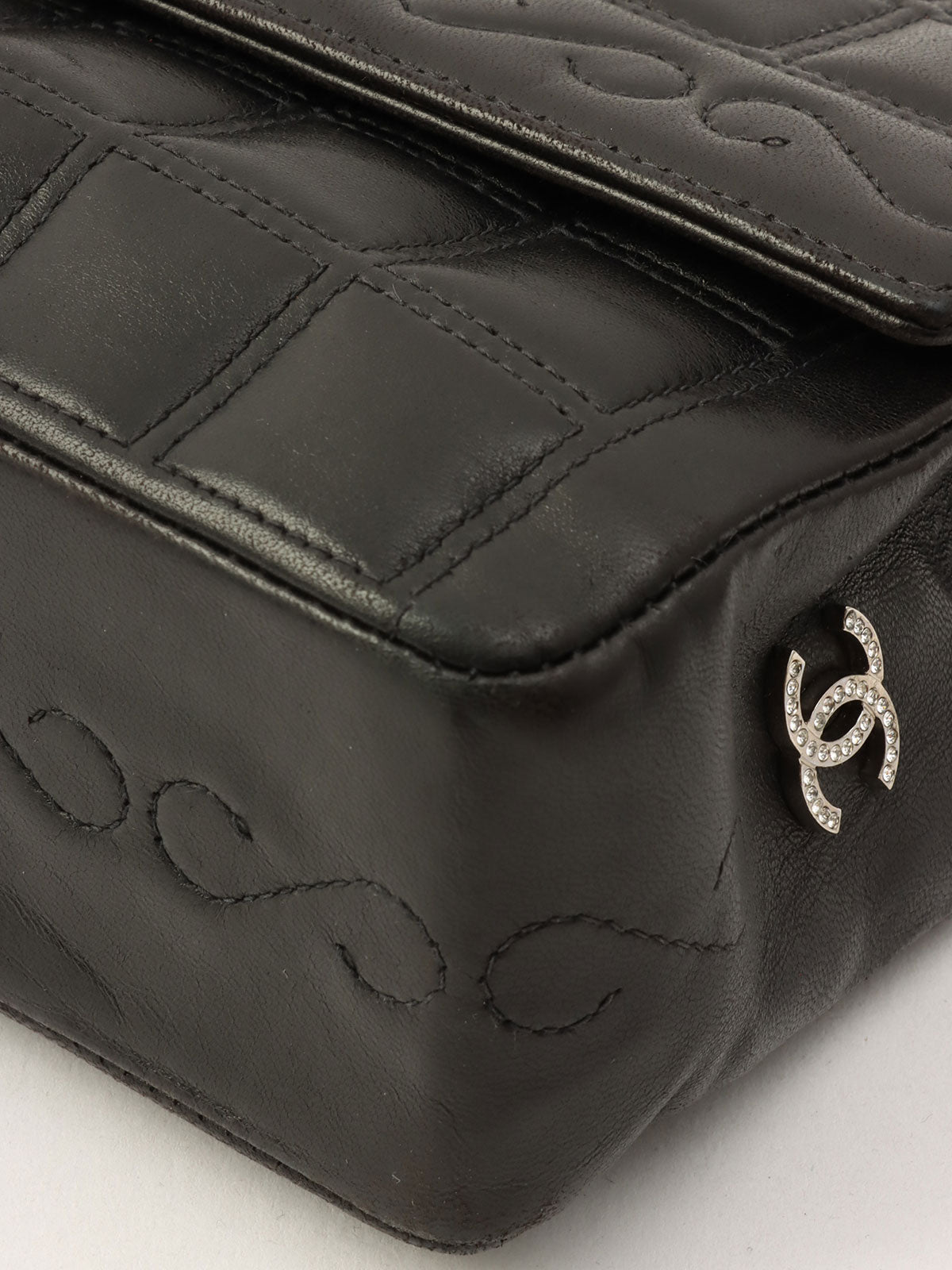 Circa 2000 Chanel Chocolate Bar 2.55 CC Mark Chain Bag, Black