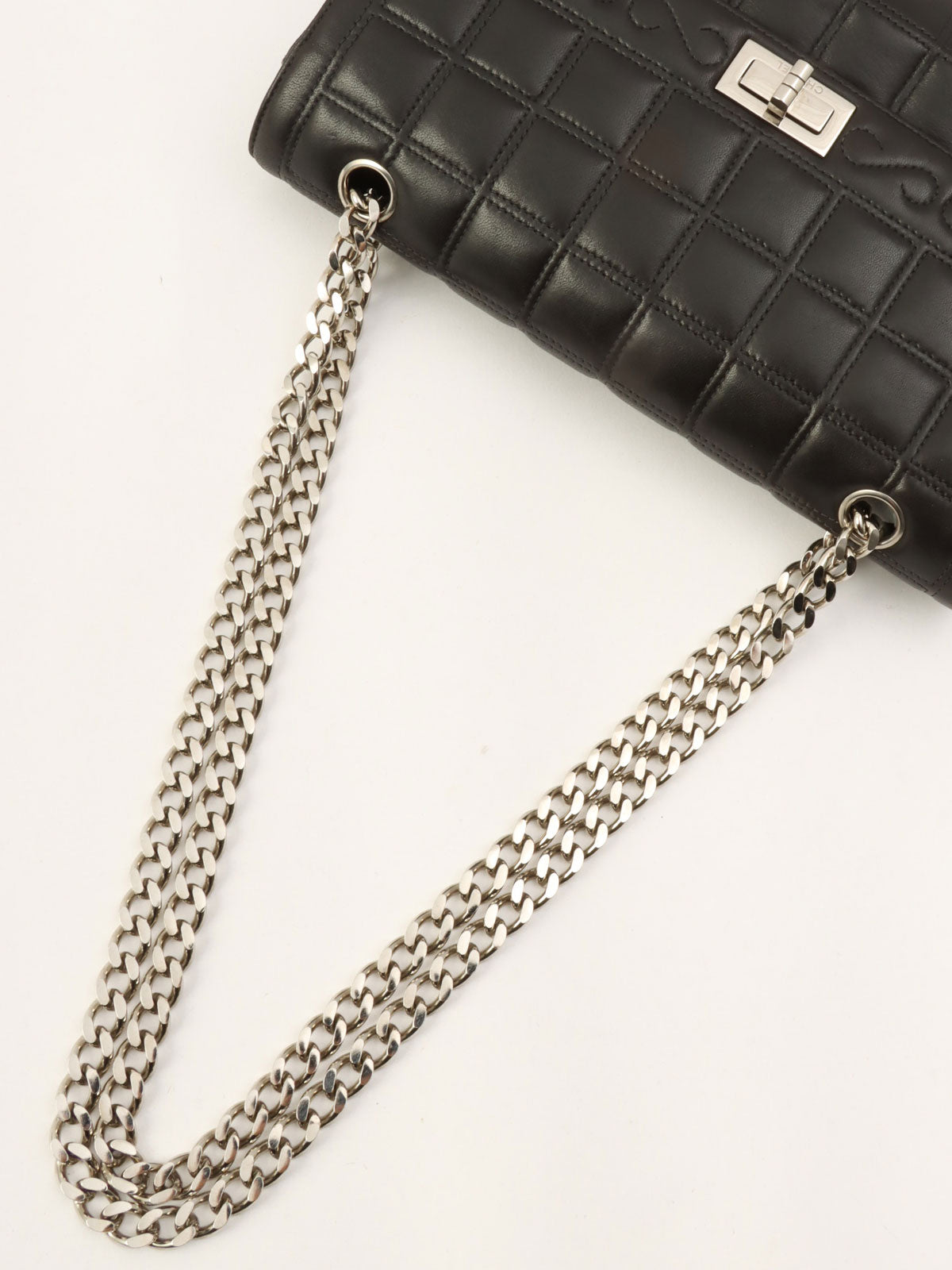 Circa 2000 Chanel Chocolate Bar 2.55 CC Mark Chain Bag, Black
