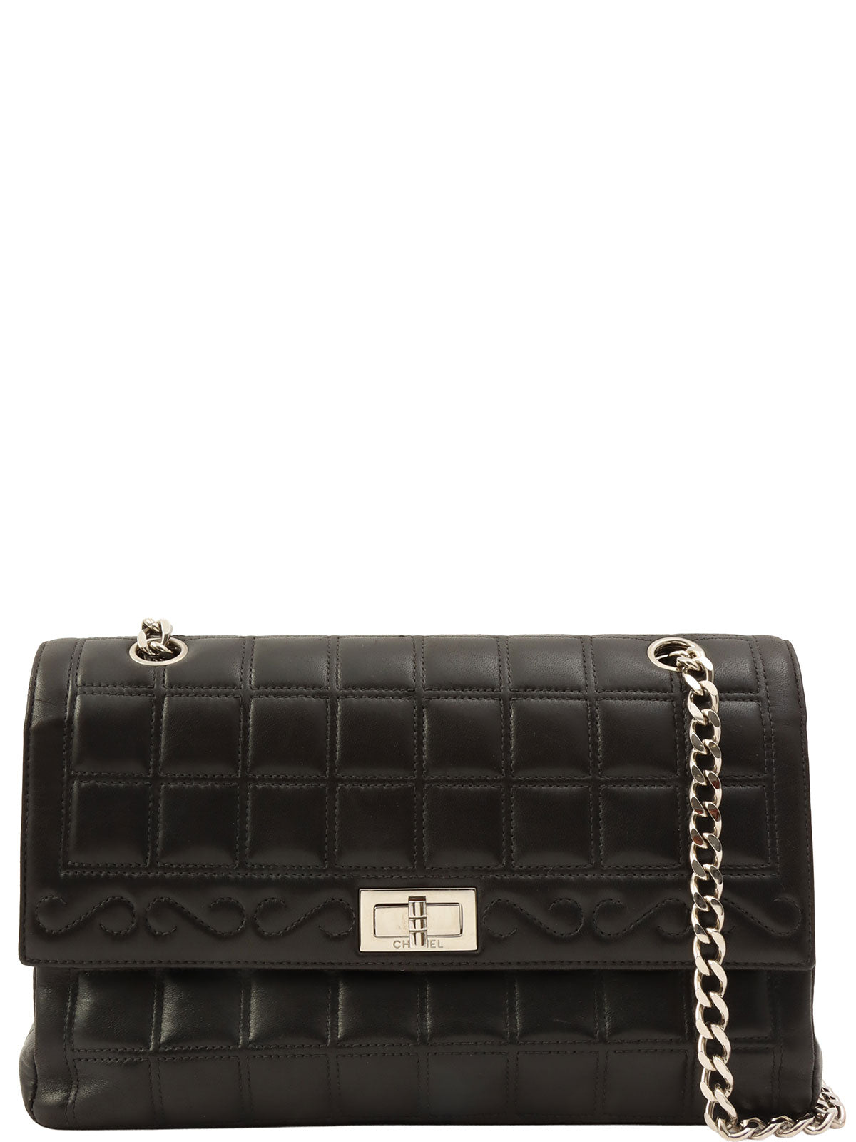 Circa 2000 Chanel Chocolate Bar 2.55 CC Mark Chain Bag, Black
