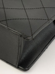 1998 Caviar Skin Bicolor Stitch CC Turnlock Chain Tote Bag in Black