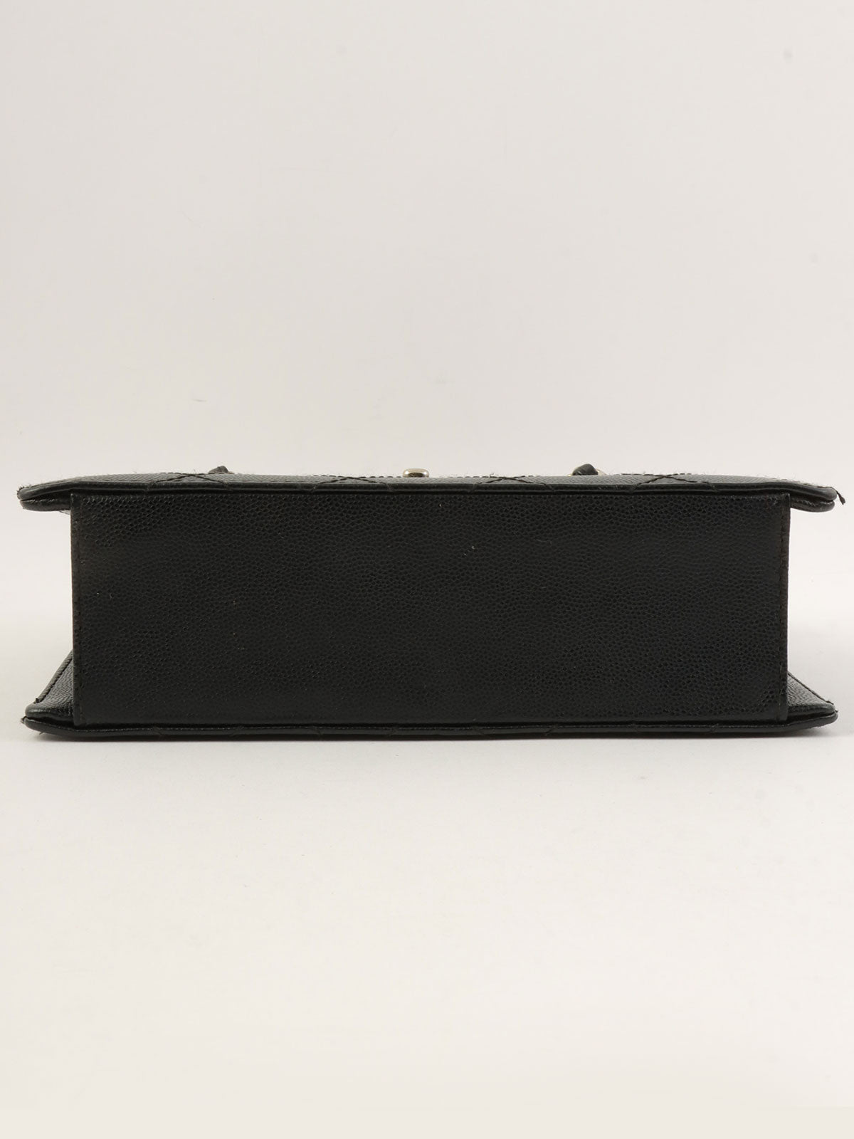 1998 Caviar Skin Bicolor Stitch CC Turnlock Chain Tote Bag in Black