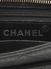 1998 Caviar Skin Bicolor Stitch CC Turnlock Chain Tote Bag in Black