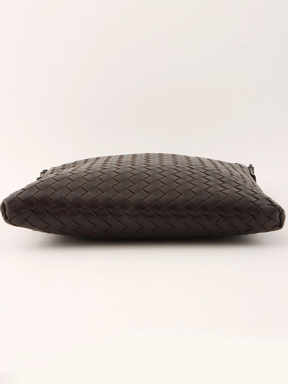 Intrecciato shoulder bag in dark brown