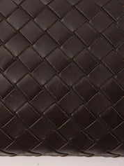 Intrecciato shoulder bag in dark brown