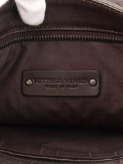 Intrecciato shoulder bag in dark brown