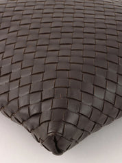 Intrecciato shoulder bag in dark brown