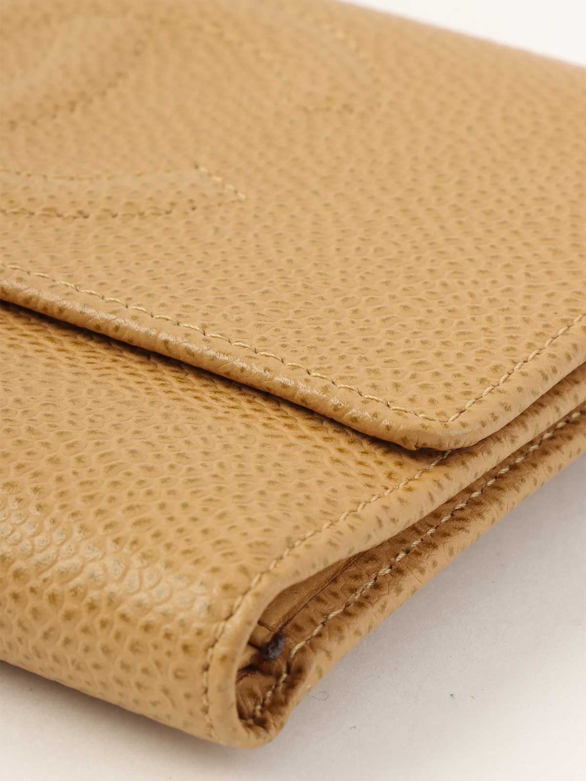2003年頃製　キャビアスキンCCマークステッチウォレット　ベージュ