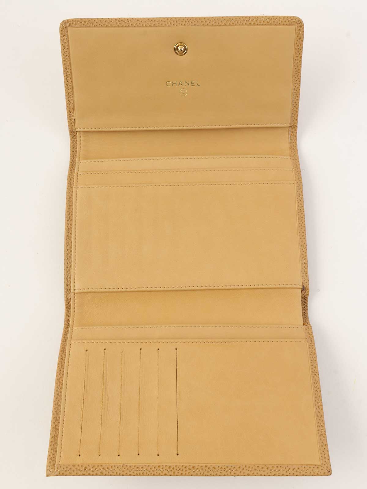 2003年頃製　キャビアスキンCCマークステッチウォレット　ベージュ